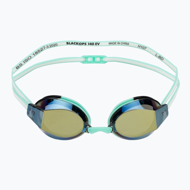 Women's swimming goggles TYR Blackops 140 Ev Racing Mirrored gold/ mint/ white 2