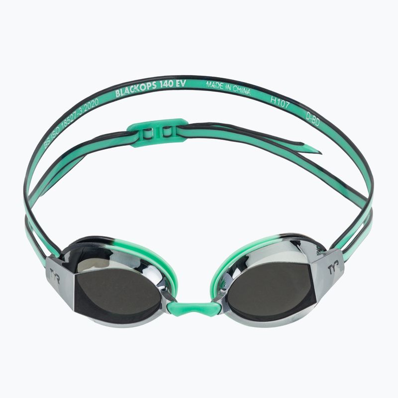 Women's swimming goggles TYR Blackops 140 Ev Racing Mirrored silver/ mint/ black 2