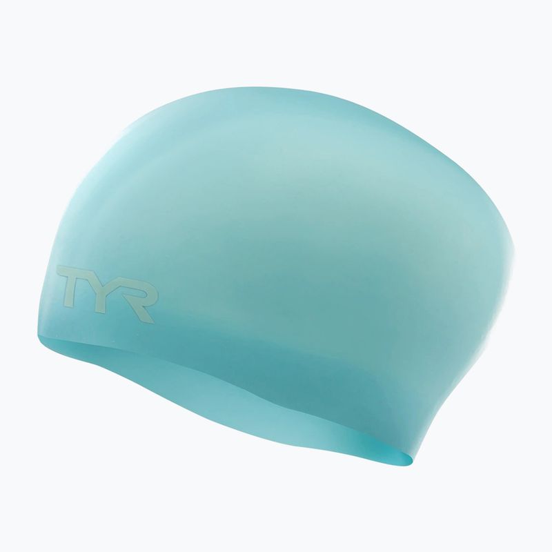 TYR Long Hair Wrinkle Free Silicone swimming cap light blue