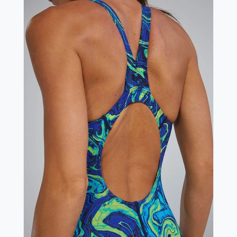 Ladies' one-piece swimsuit TYR Thresher Open Back Hyperblitz blue/green 6