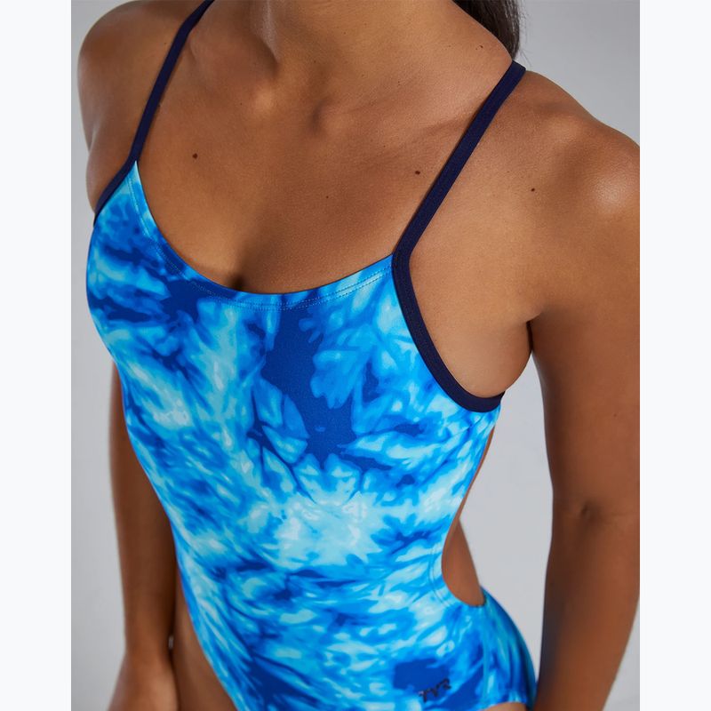 Women's one-piece swimsuit TYR Durafast Elite Azultec Cutoutfit ocean blue 5
