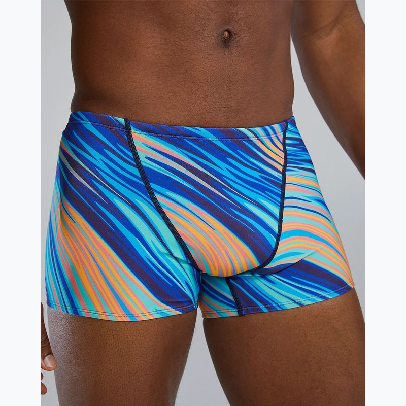Men's swimming boxers TYR Durafast Elite Riptidal Square Leg teal/orange 5