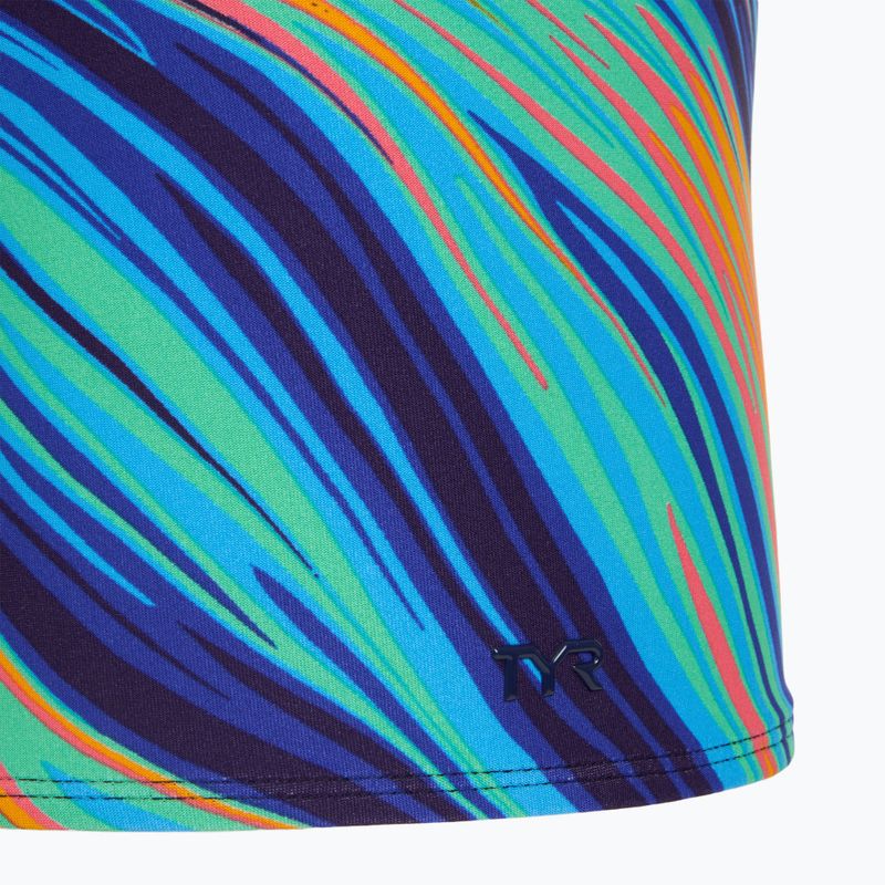 Men's swimming boxers TYR Durafast Elite Riptidal Square Leg teal/orange 3