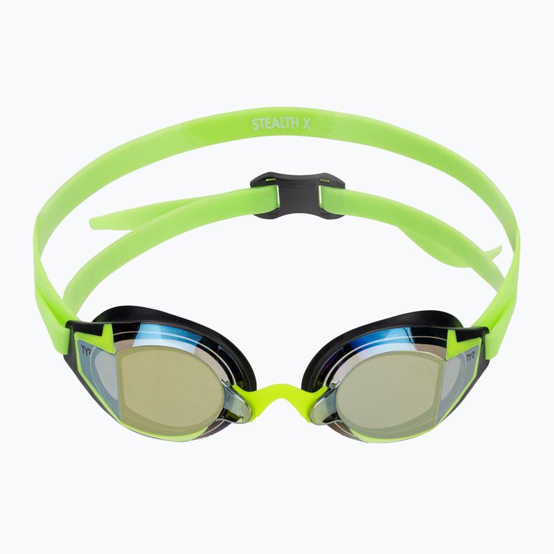 Swim goggles TYR Stealth-X Performance Mirrored electro lime 2