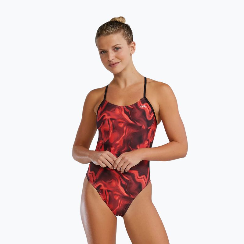 Women's one-piece swimsuit TYR Durafast Elite Waveform Cutoutfit red 4