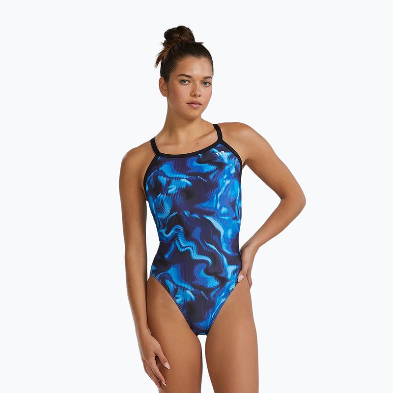 Women's one-piece swimsuit TYR Durafast Elite Waveform Diamondfit blue 4