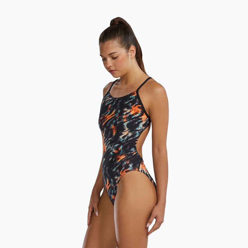 Women's one-piece swimsuit Tyr Durafast Elite Validus Cutoutfit orange/aqua/black 3