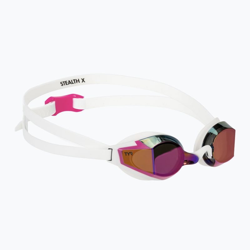 Swim goggles TYR Stealth-X Performance Mirrored pink/white
