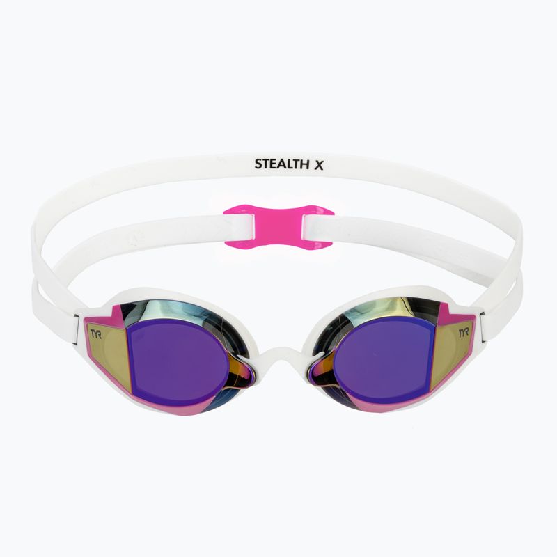 Swim goggles TYR Stealth-X Performance Mirrored pink/white 2
