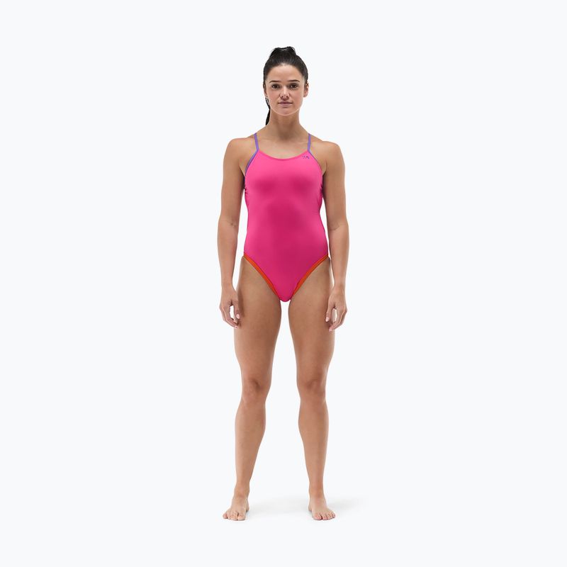 Ladies' one-piece swimsuit Tyr Multistrap Cutoutfit Durafast Elite pink/multi 2