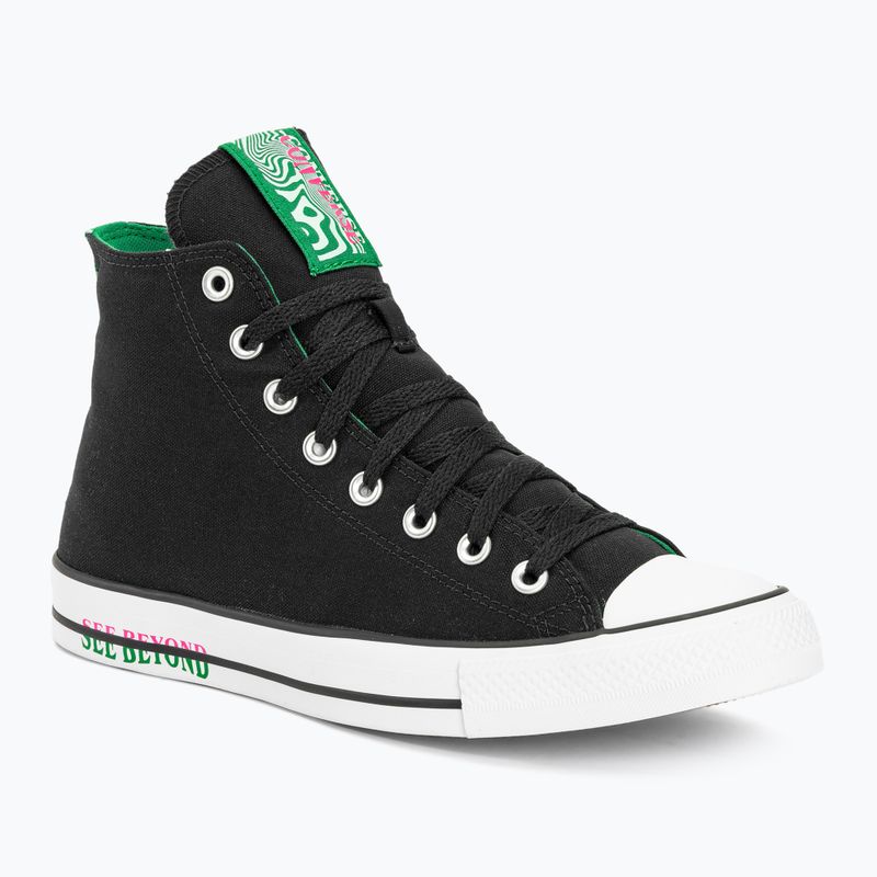 Converse Chuck Taylor All Star Hi black/green/prime pink trainers