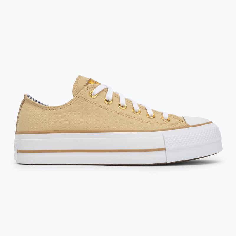 Converse women's trainers Chuck Taylor All Star Lift Platform Herringbone Stripe utility sunflower/trek tan 2