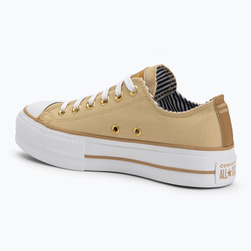 Converse women's trainers Chuck Taylor All Star Lift Platform Herringbone Stripe utility sunflower/trek tan 3