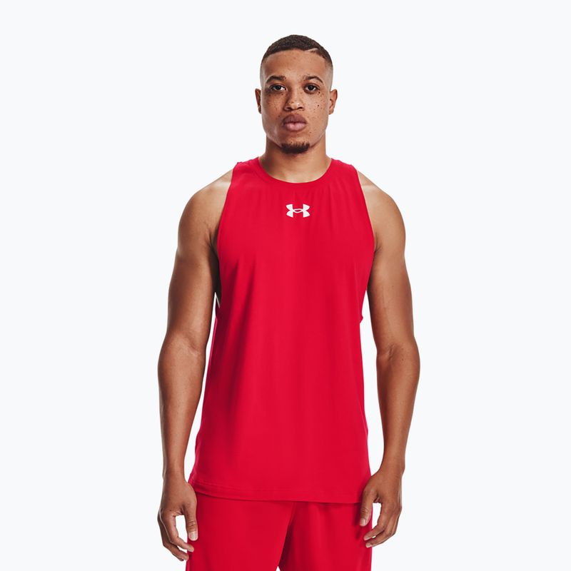 Under Armour Baseline Cotton Tank red/white/white men's basketball jersey