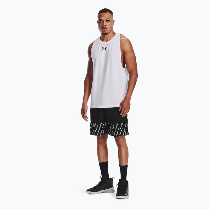 Under Armour Baseline Cotton Tank 100 men's basketball jersey white and black UAR-1361901100-100 2