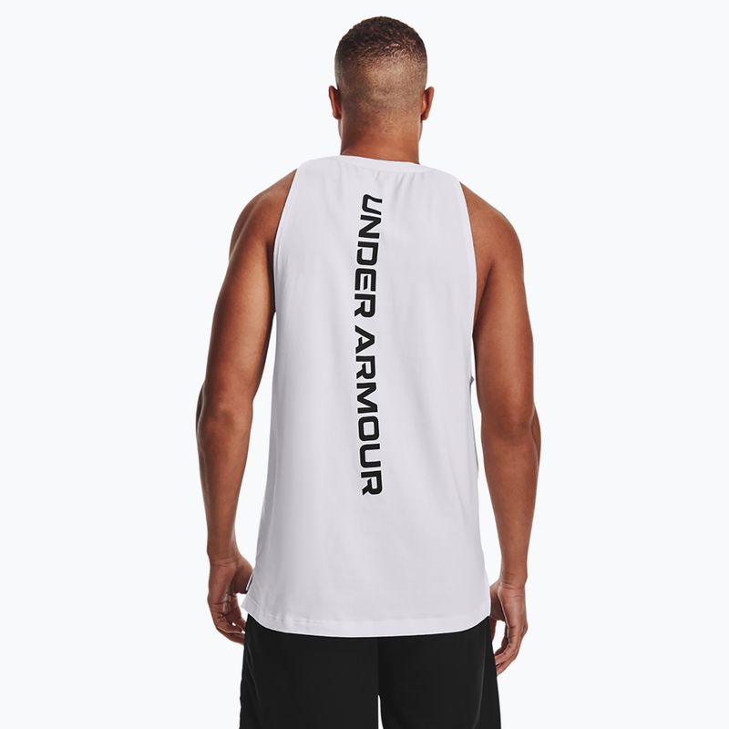 Under Armour Baseline Cotton Tank 100 men's basketball jersey white and black UAR-1361901100-100 3