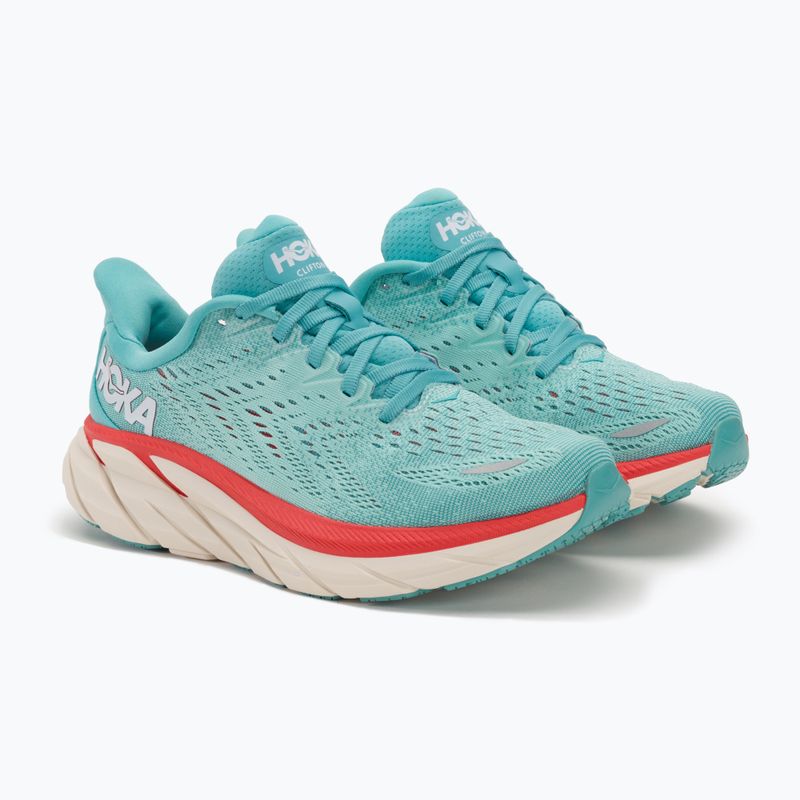 Women's running shoes HOKA Clifton 8 Wide aquarelle/eggshell blue 4