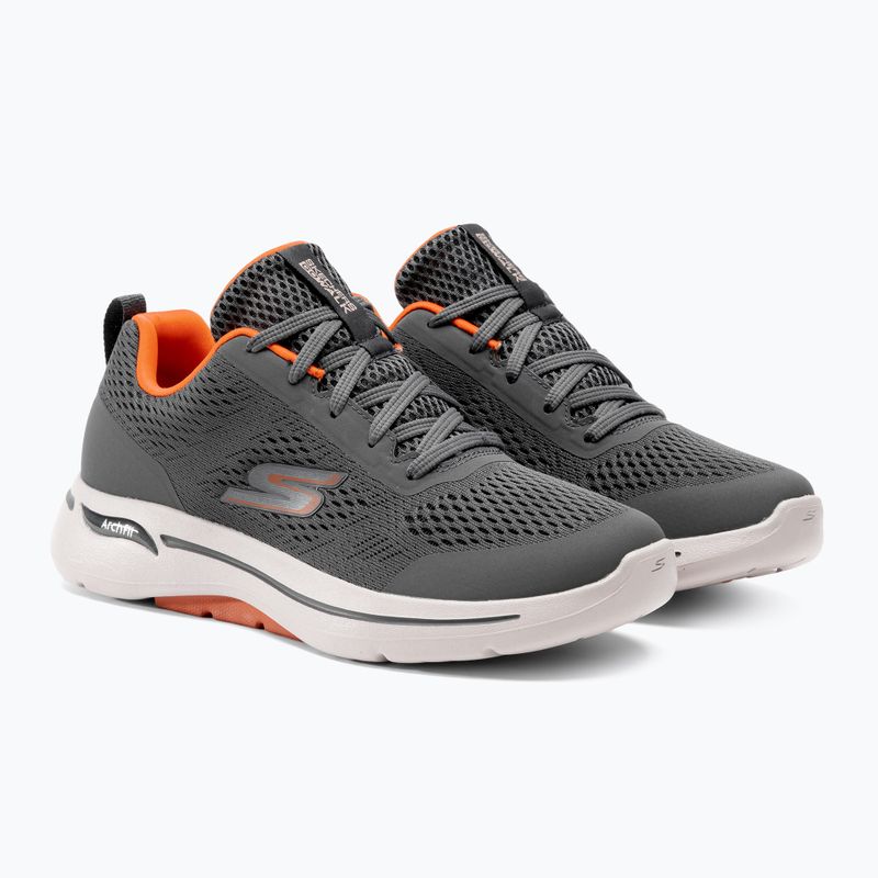 Men's SKECHERS Go Walk Arch Fit Idyllic charcoal/white/orange shoes 4