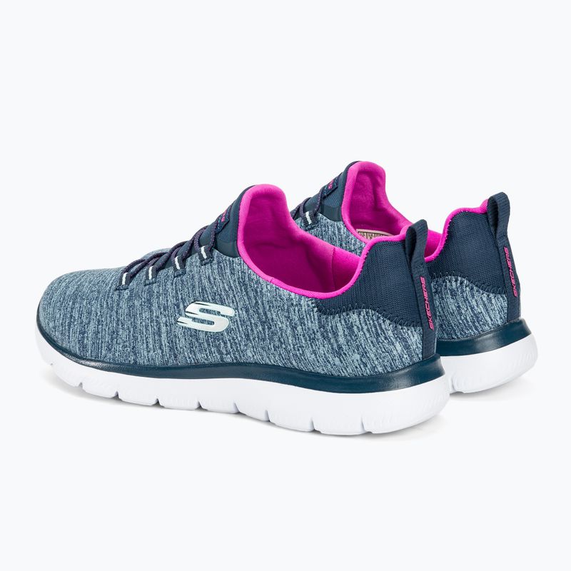 Women's SKECHERS Summits Quick Getaway navy/hot pink shoes 3