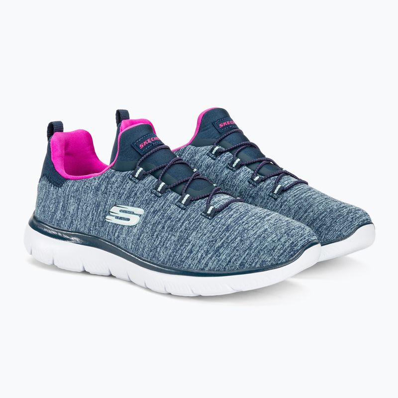 Women's SKECHERS Summits Quick Getaway navy/hot pink shoes 4