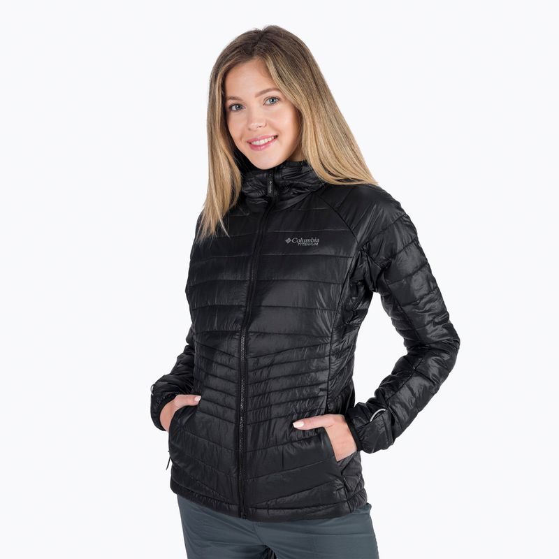 Columbia women's Platinum Peak Hooded down jacket black 2008341