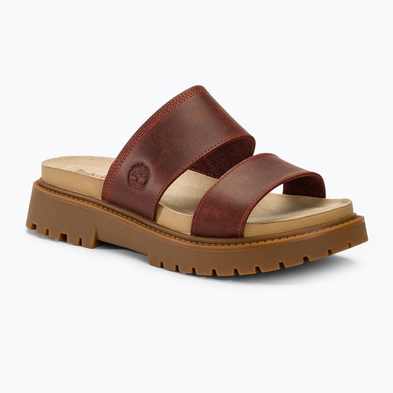 Timberland Clairemont Way women's slides dark red full grain