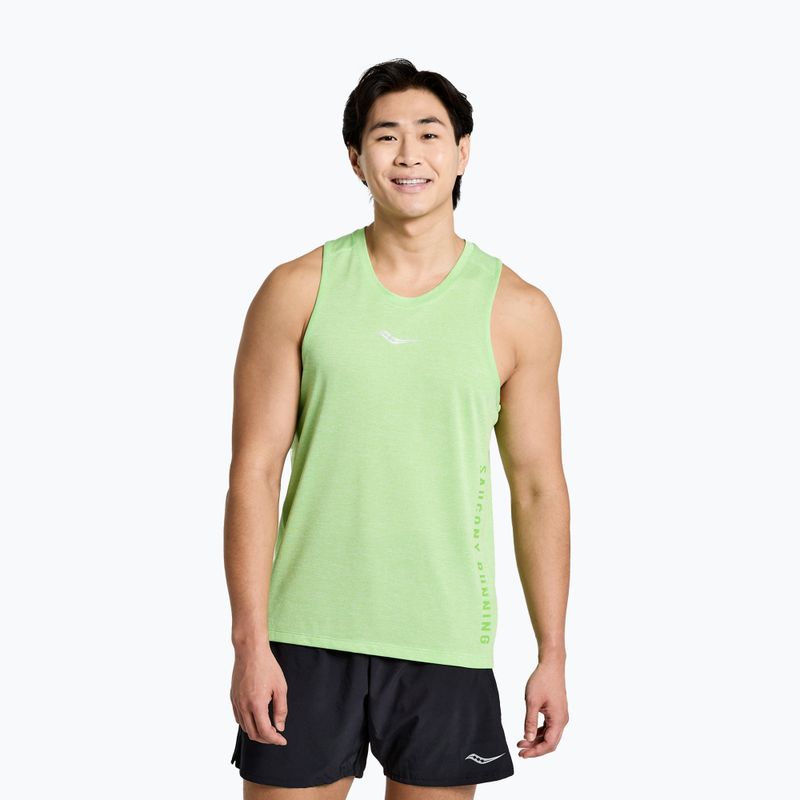 Men's Saucony Stopwatch Graphics Singlet running shirt green SAM800325-INHS3