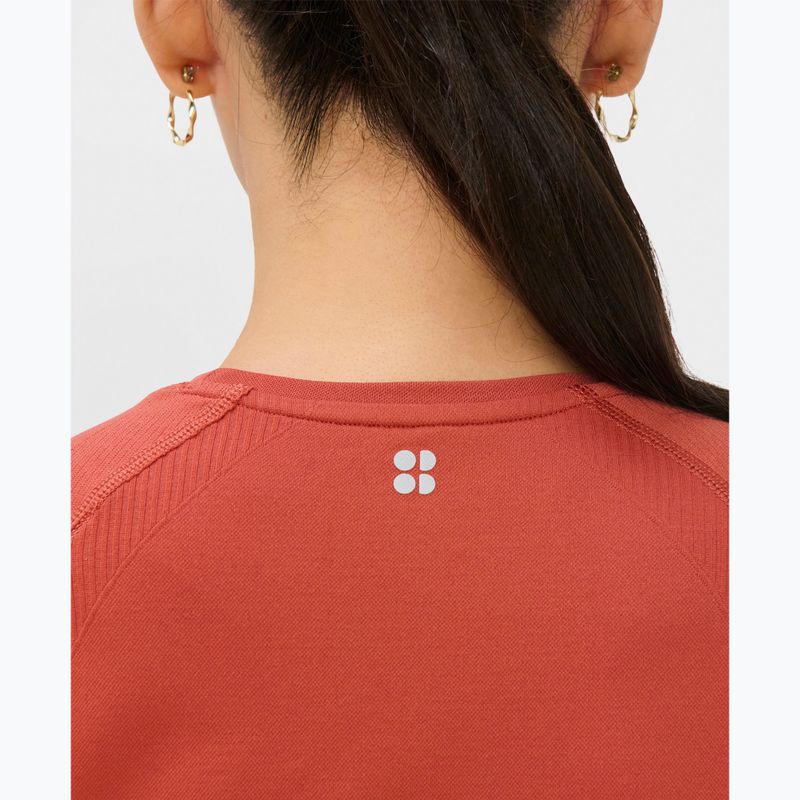 Women's yoga T-shirt Sweaty Betty Athlete Crop Seamless Workout terrazzo red 5