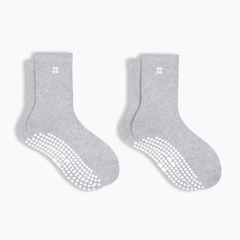 Women's socks Sweaty Betty Pilates Crew Gripper 2 pary light grey marl