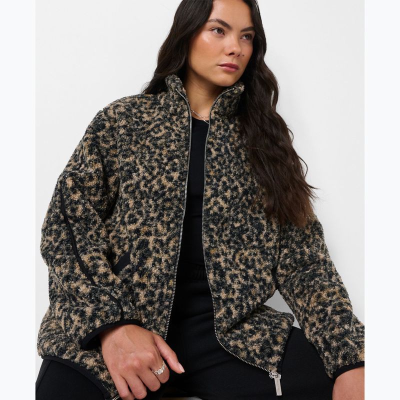 Women's sweatshirt Sweaty Betty Plush Contrast Zip Up Fleece brown ink leopard print 4