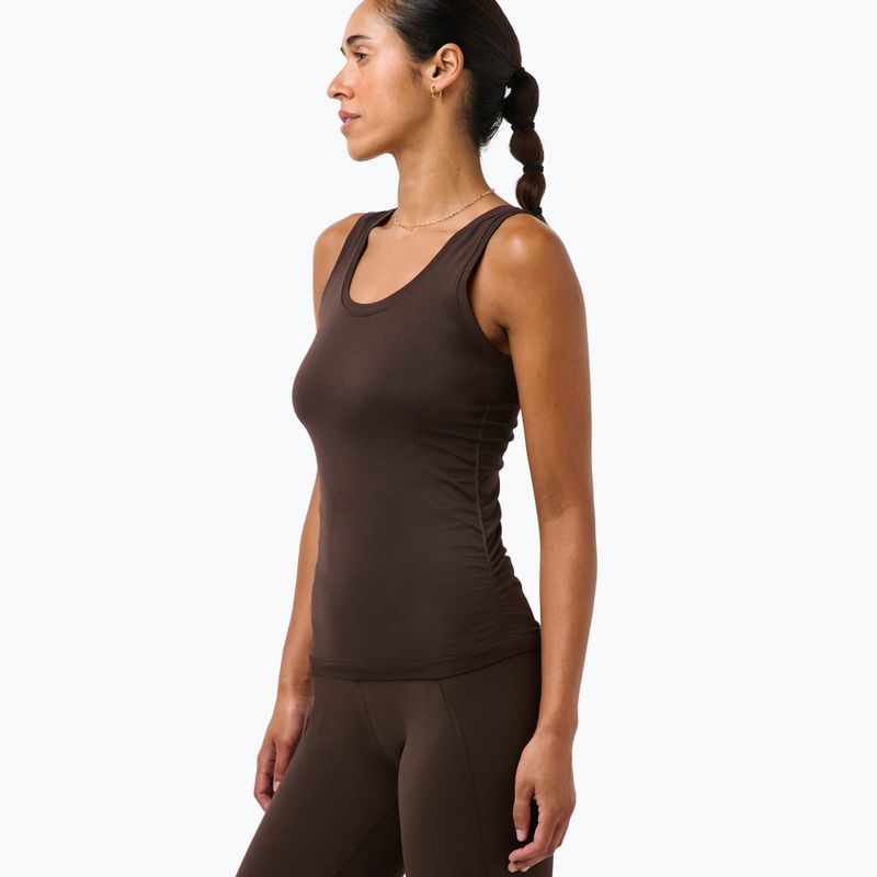 Women's yoga T-shirt Sweaty Betty Seamless Ruched Tank espresso brown 3