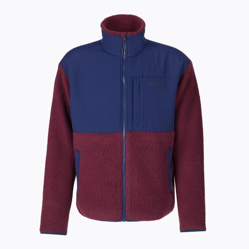 Marmot Wiley Polartec men's fleece sweatshirt maroon and navy blue M13190