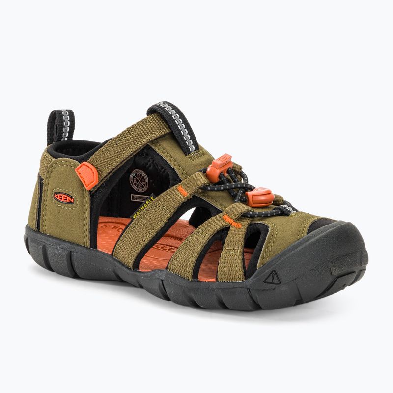 KEEN Seacamp II CNX dark olive/gold flame children's sandals