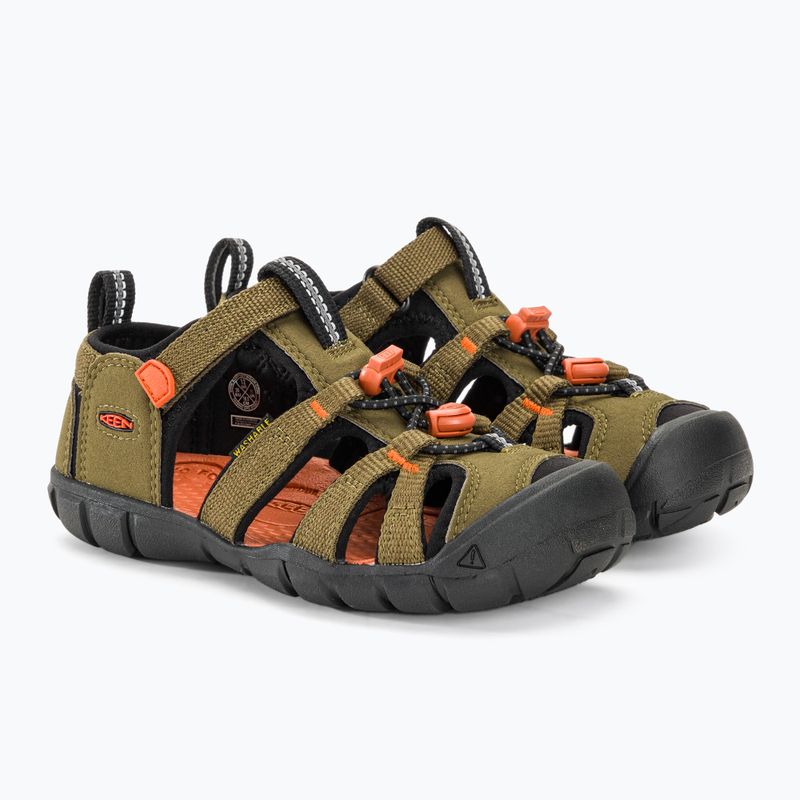 KEEN Seacamp II CNX dark olive/gold flame children's sandals 4