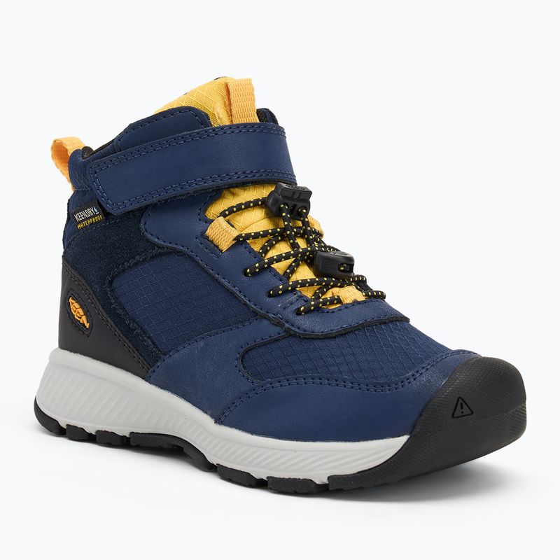 KEEN Skua Mid WP children's hiking boots naval academy/yolk yellow