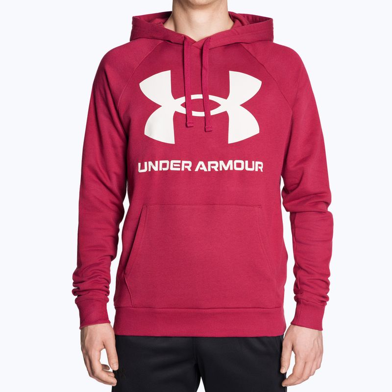 Men's Under Armour Rival Fleece Big Logo HD hoodie red and white 1357093