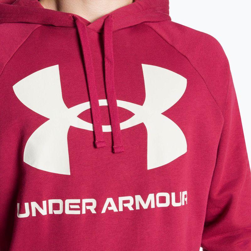 Men's Under Armour Rival Fleece Big Logo HD hoodie red and white 1357093 3