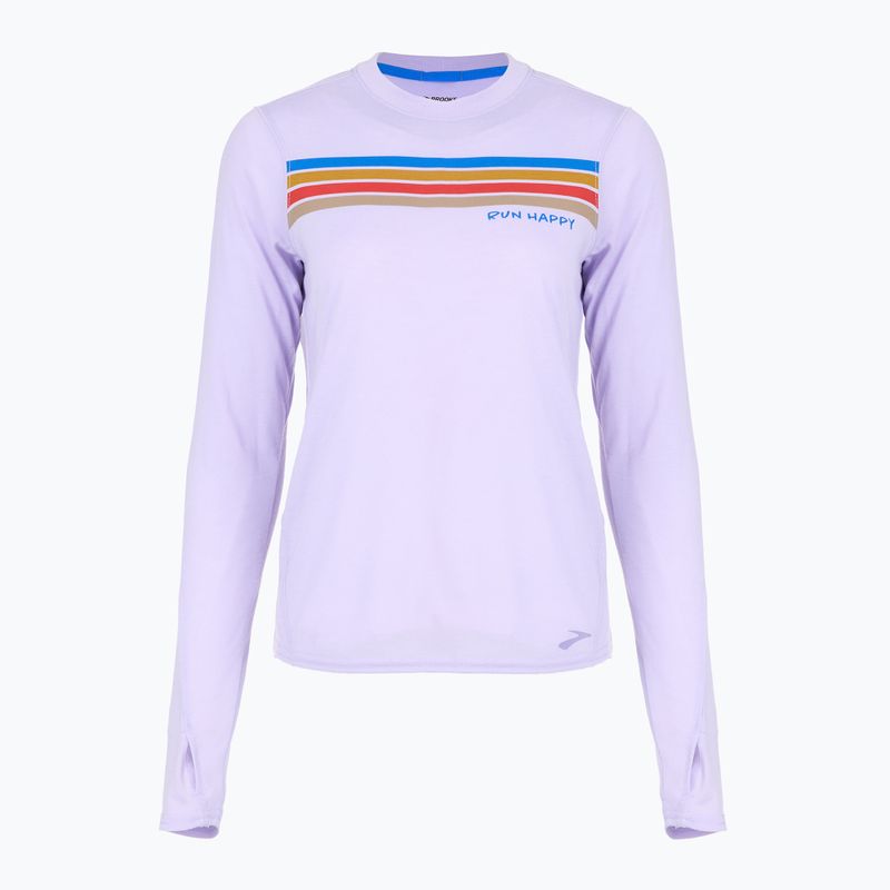 Women's Brooks Distance Graphic LS heather violet dash/stripe running shirt