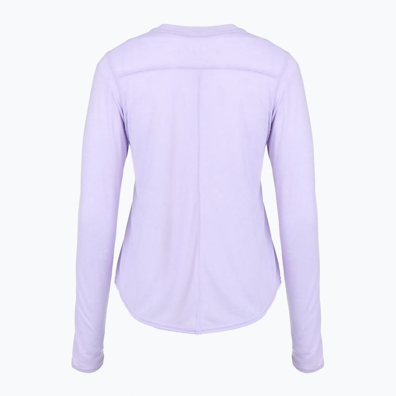 Women's Brooks Distance Graphic LS heather violet dash/stripe running shirt 2