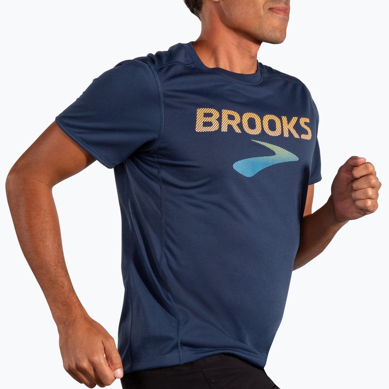 Men's Brooks Distance 3.0 blue slate/br logo running shirt 3