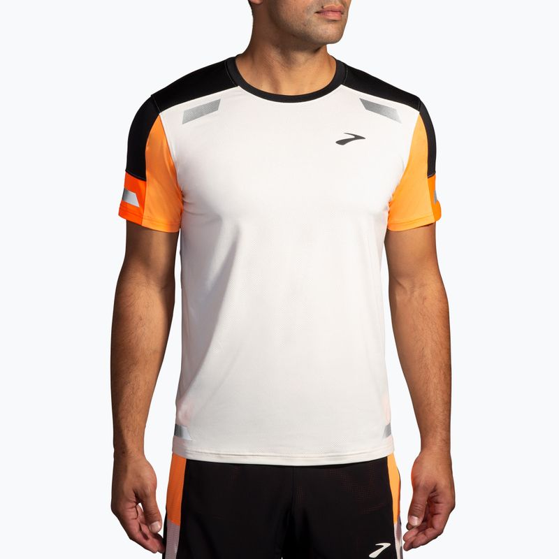 Men's Brooks Run Visible 2.0 ecru/fluoro flash/black running shirt