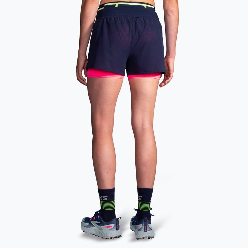 Women's Brooks High Point 3" 2IN1 2.0 running shorts navy/neo pink 2