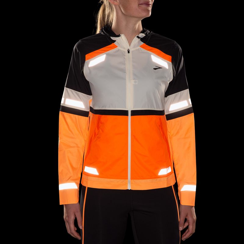 Women's Brooks Run Visible 2.0 ecru/fluoro flash/black running jacket 4