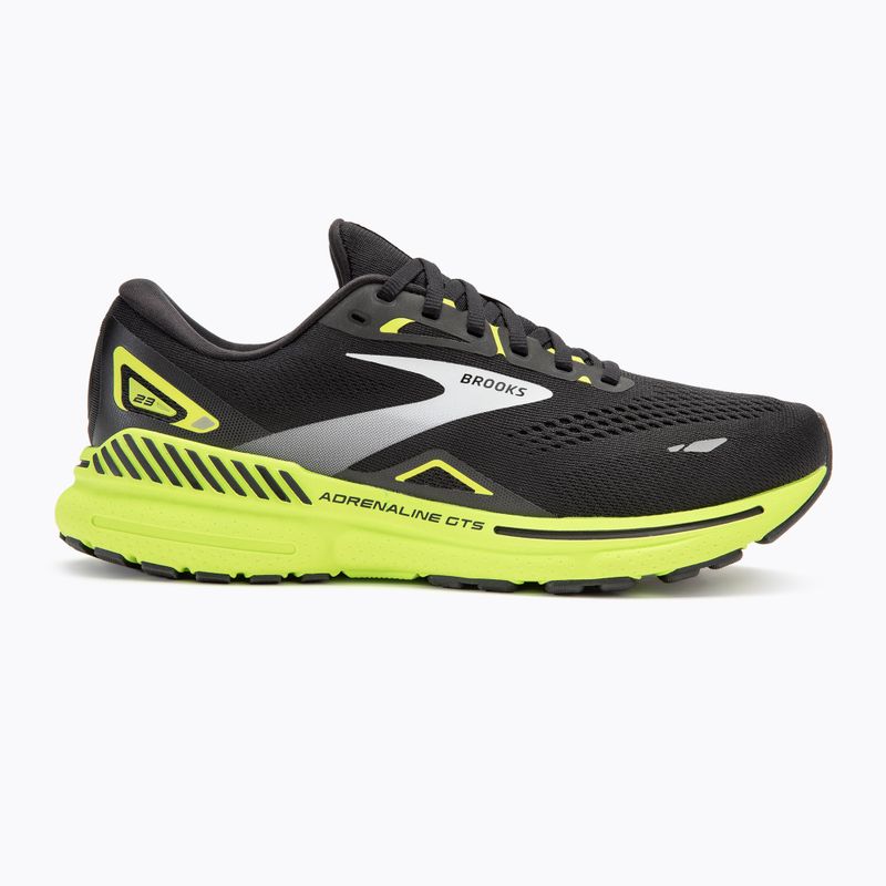 Brooks Adrenaline GTS 23 black/green/white men's running shoes 2