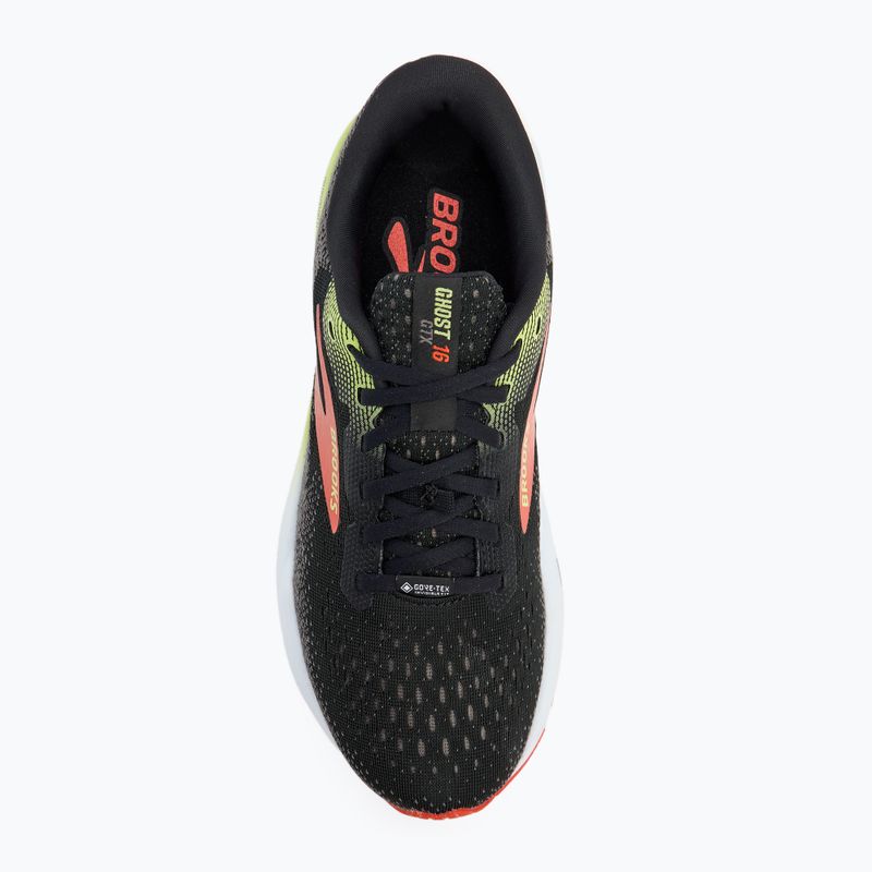 Men's Brooks Ghost 16 GTX running shoe black/mandarin red/green 5