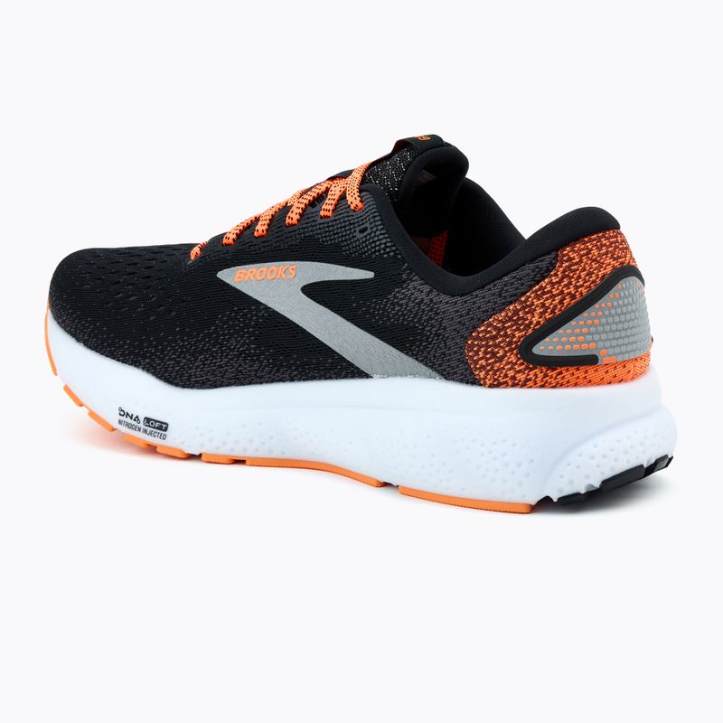 Brooks Ghost 16 men's running shoes black/orange/white 3