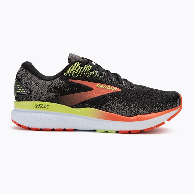 Men's running shoes Brooks Ghost 16 wide fit black/mandarin red/green 2