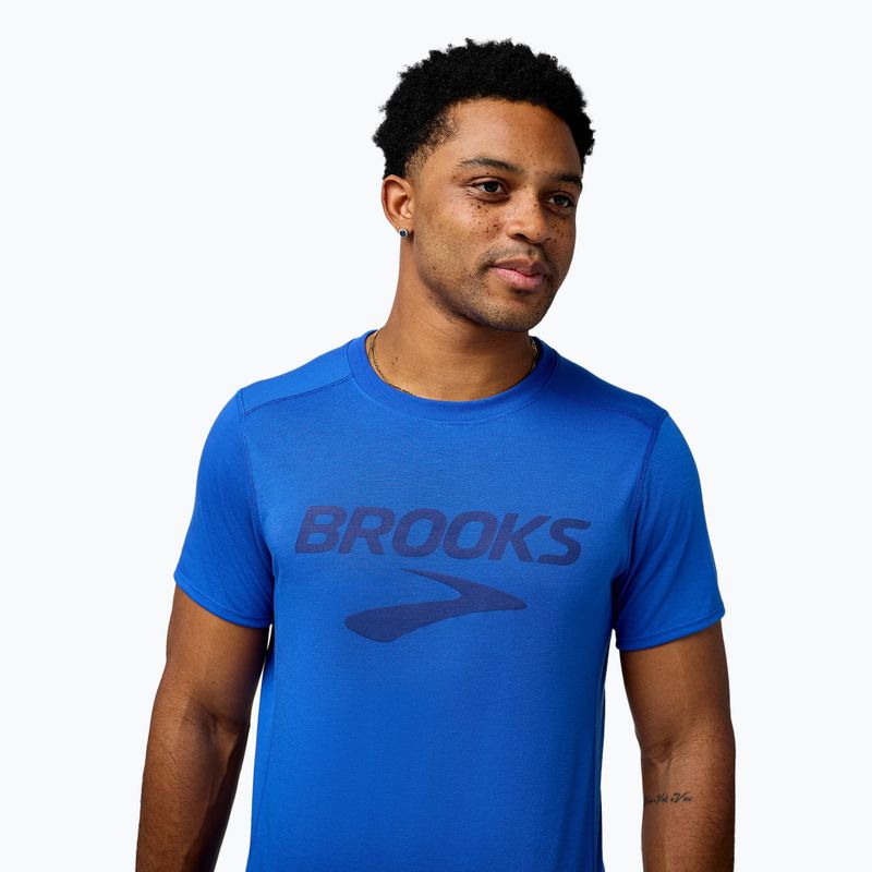 Brooks Distance 3.0 men's running shirt neo blue/brooks logo 4