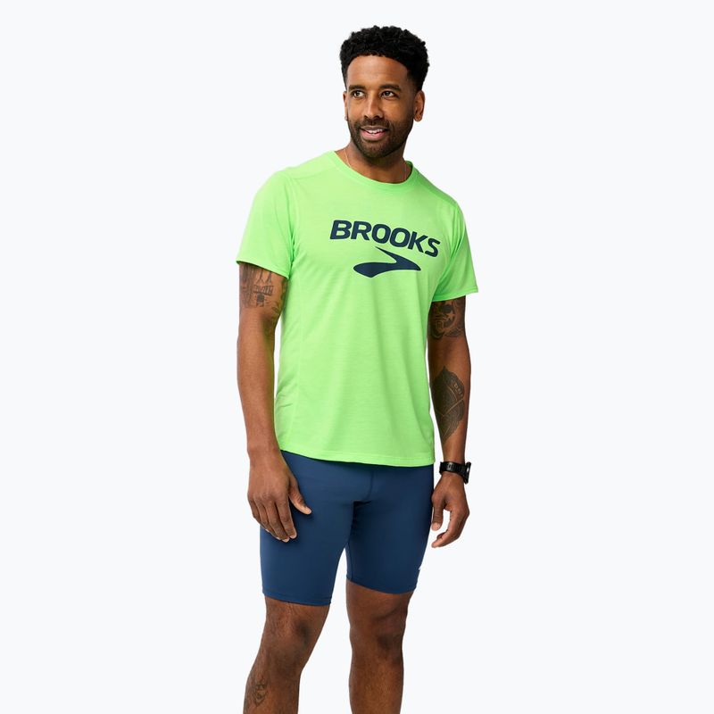 Men's running T-shirt Brooks Distance 3.0 neo limeade/brooks logo 2