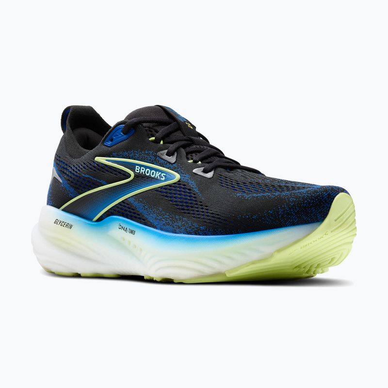 Men's running shoes Brooks Glycerin 22 wide fit black/cobalt/neo yellow 8